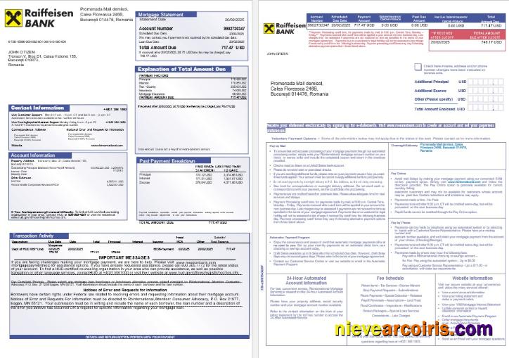 Romania Raiffeisen bank mortgage statement 1-2
